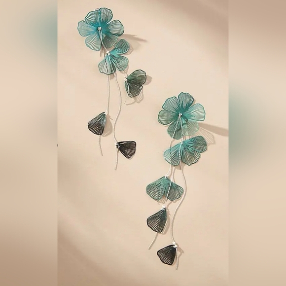 Anthropologie Jewelry - Anthropologie Flower Drop Earrings Dark Green NWT